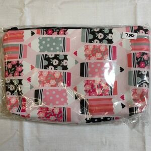 The Pouch Pencil‎ Floral Cosmetic Bag Womens OS Pink NWT Whimsical Zipper Pouch